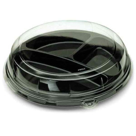 Plastic Plate Round Shape 3C Black 26 cm (25 Units) 
