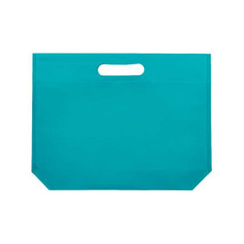 Non-Woven Bag with Die-cut Handles Aquamarine 34+8x26cm (25 Units)