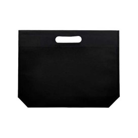 Non-Woven Bag with Die-cut Handles Black 34+8x26cm (25 Units)