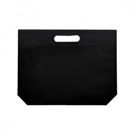 Non-Woven Bag with Die-cut Handles Black 34+8x26cm (200 Units)