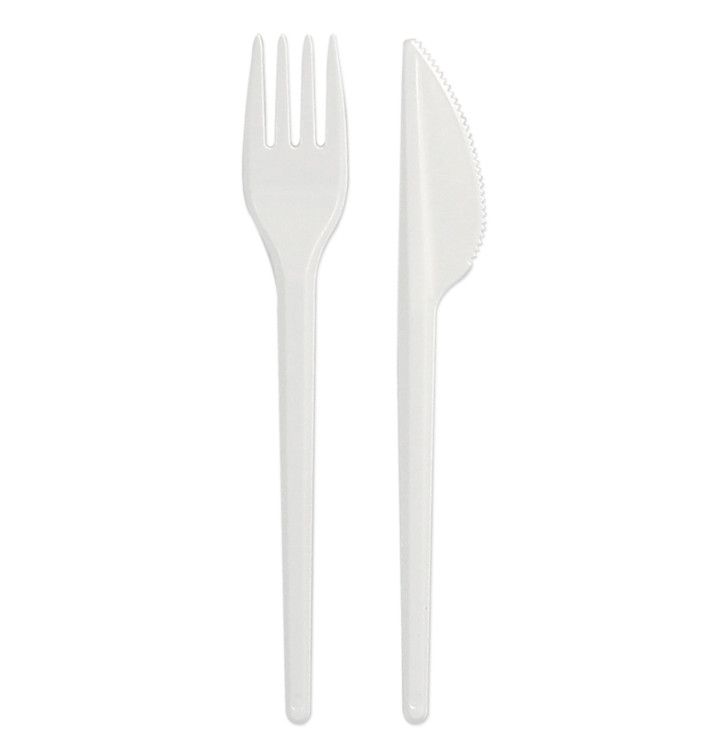 Plastic Cutlery kit PS Fork and Knife White (1.000 Units) Plastic Cutlery kit PS Fork and Knife White (1.000 Units)
