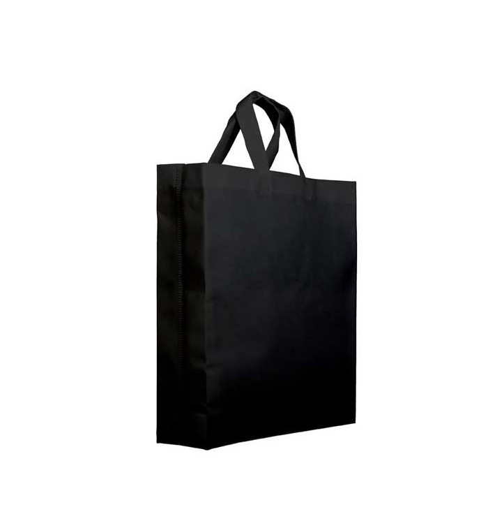 Non-Woven PREMIUM Bag with Short Handles Black 25+10x30cm (25 Units)
