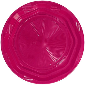 Plastic Plate Deep Round shape Octogonal Fucsia Ø22 cm (25 Units) 