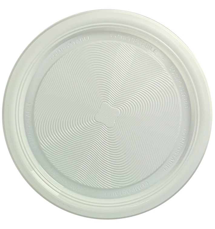 Plastic Plate PLA Flat White Ø22 cm (375 Units)