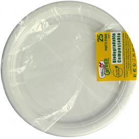 Plastic Plate PLA Flat White Ø22 cm (375 Units)