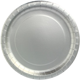 Paper Plate Round Shape "Party" Silver Ø34cm (3 Units) 