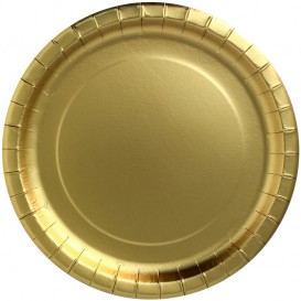 Paper Plate Round Shape "Party Shiny" Gold Ø18cm (300 Units)