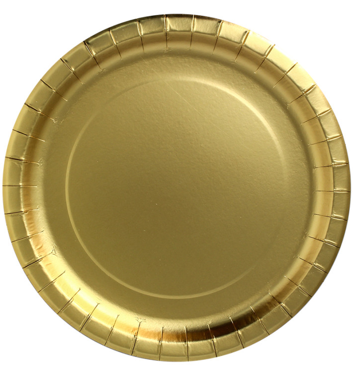 Paper Plate Round Shape "Party Shiny" Gold Ø23cm (10 Units) Paper Plate Round Shape "Party Shiny" Gold Ø23cm (10 Units)