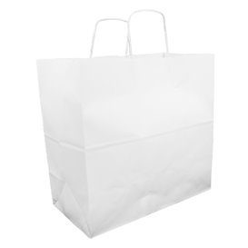 Paper Bag with Handles Kraft White 100g 35+15x30cm (25 Units) 
