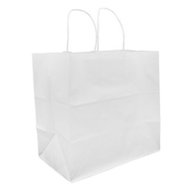 Paper Bag with Handles Kraft White 80g 30+18x29cm (200 Units)