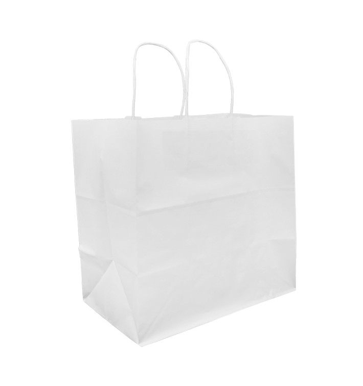 Paper Bag with Handles Kraft White 80g 30+18x29cm (200 Units)