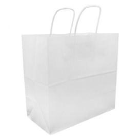 Paper Bag with Handles Kraft White 100g 27+14x26cm (25 Units) 