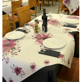 Pre-Cut Paper Tablecloth "Bouquet" 37g 1,2x1,2m (300 Units)  