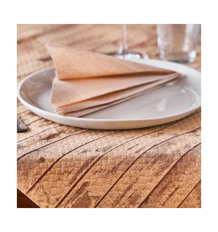 PreCut Paper Tablecloth "Hout" Kraft 1,2x1,2m (300 Units)