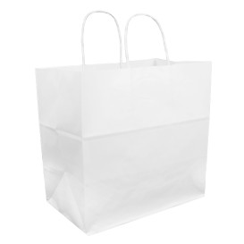 Paper Bag with Handles Kraft White 100g 30+18x29cm (25 Units) 