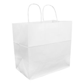 Paper Bag with Handles Kraft White 100g 30+18x29cm (200 Units) 