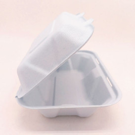 Sugarcane Hinged Container "Menu Box" White 23x15x7,7cm (50 Units) 