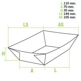 Paper Food Boat Tray Kraft-Kraft 300ml 11x7x3,5cm (1000 Units)