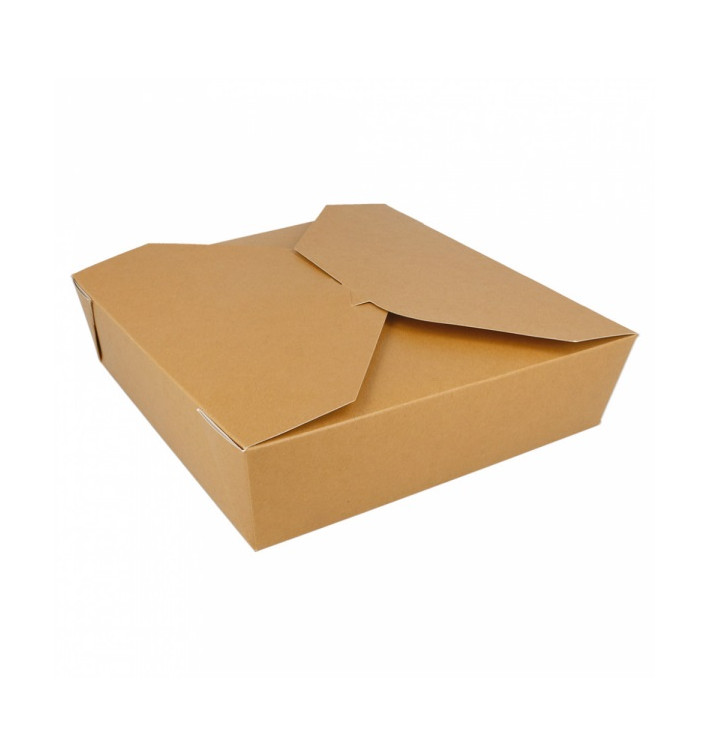 Paper Take-out Container "American" Natural 21,7x21,7x6cm 2910ml (140 Units) Paper Take-out Container "American" Natural 21,7x21,7x6cm 2910ml (140 Units)
