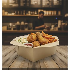 Paper Take-out Container "American" Natural 21,7x21,7x6cm 2910ml (35 Units) 