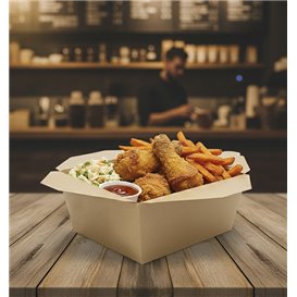Paper Take-out Container "American" Natural 21,7x21,7x6cm 2910ml (35 Units) 