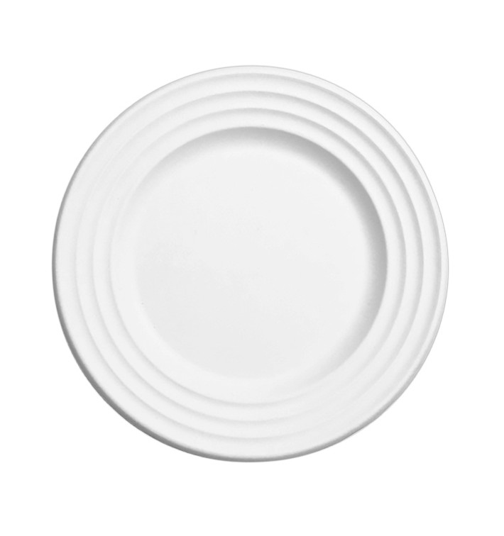 Sugarcane Plate Premium Wave White Ø18cm (50 Units) Sugarcane Plate Premium Wave White Ø18cm (50 Units)