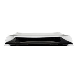 Plastic Tray with Lid Black 12x22cm (15 Units) 