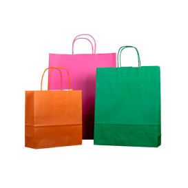 Fuchsia paper bag with handles 100g 22+9x23 cm (25 Uts)