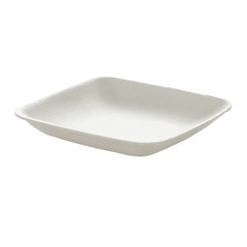 Sugarcane Mini Plate Square Shape White 6,5x6,5 cm (50 Units) 