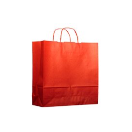 Paper Bag with Handles Kraft Red 100g 22+9x23cm (25 Units) 
