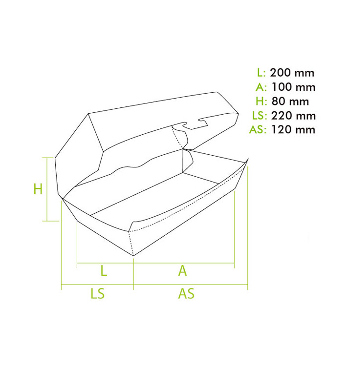 Sandwich Paper Container Kraft 20x10x8cm (25 Units)
