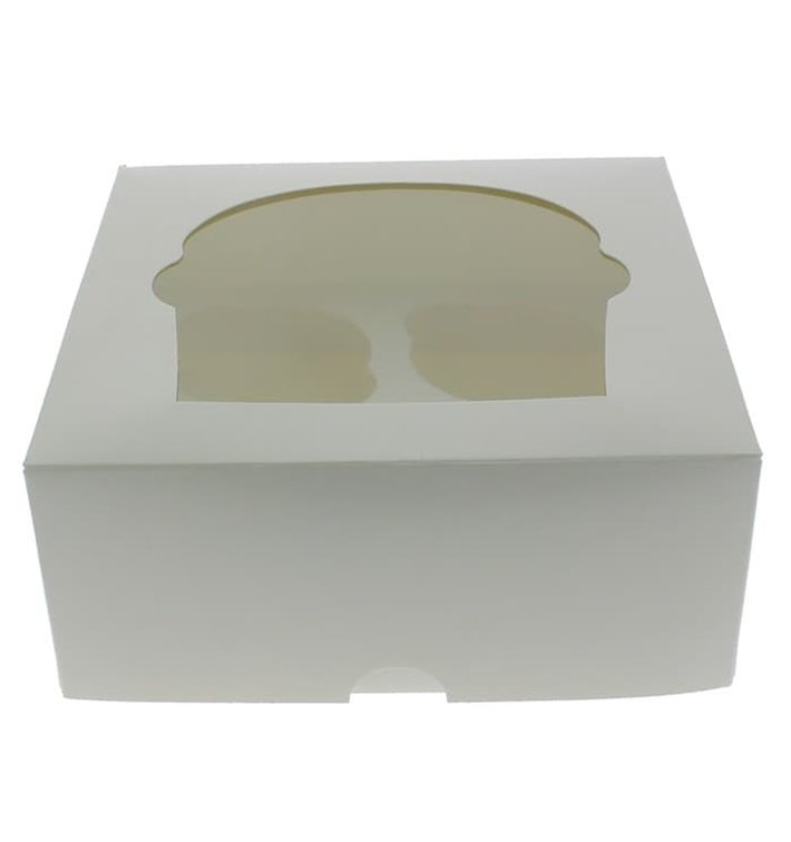 Paper Cupcake Box 4 Slot White 17,3x16,5x7,5cm (20 Units) 