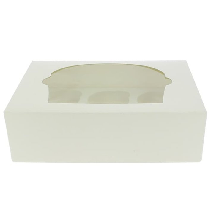 Paper Cupcake Box 6 Slot White 24,3x16,5x7,5cm (20 Units) 