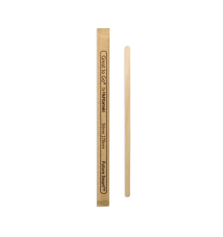 Wooden Coffee Stirrer Wrapped 17,8cm (10000 Units) Wooden Coffee Stirrer Wrapped 17,8cm (10000 Units)
