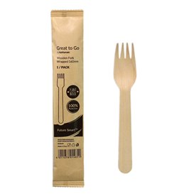 Wooden Fork Wrapped 16cm (25 pcs)