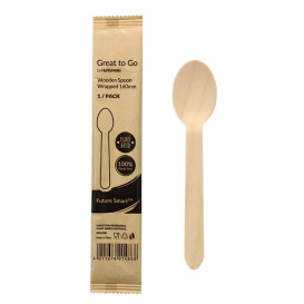 Wooden Spoon Wrapped 16cm (25 pcs)