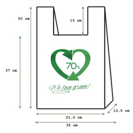 Plastic T-Shirt Bag 70% Recycled 35x50cm 50µm (100 Units) 