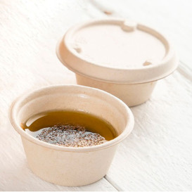 Sucarcane Lid Container 60ml Natural Ø6,0cm (100 Units)
