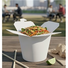 Paper Take-Out Container 100% ECO White 16Oz/480ml (50 Units)