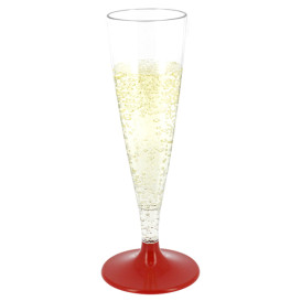 Plastic Stemmed Flute Sparkling Wine Red 140ml 2P (20 Units)