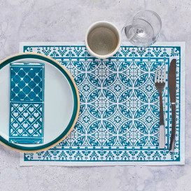 Paper Placemats 30x40cm "Alhambra" Turquoise 50g/m² (1000 Units)