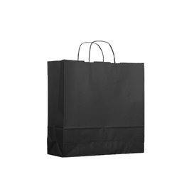 Paper Bag with Handles Kraft Black 100g 22+9x23cm (25 Units) 