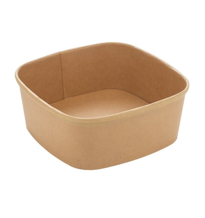 Paper Container Kraft Square 1000ml 17x17x6,5cm (300 Units) Paper Container Kraft Square 1000ml 17x17x6,5cm (300 Units)