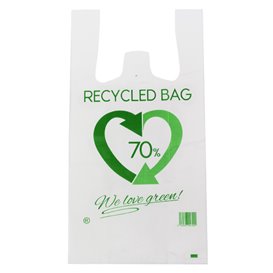 Plastic T-Shirt Bag 70% Recycled 30x40cm 50µm (100 Units) 