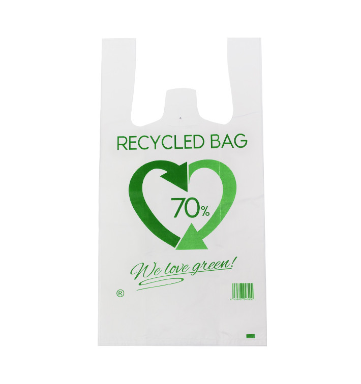 Plastic T-Shirt Bag 70% Recycled 30x40cm 50µm (100 Units) Plastic T-Shirt Bag 70% Recycled 30x40cm 50µm (100 Units)