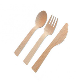 Set Cutlery Bamboo with Napkin 3Pcs (300 Sets)