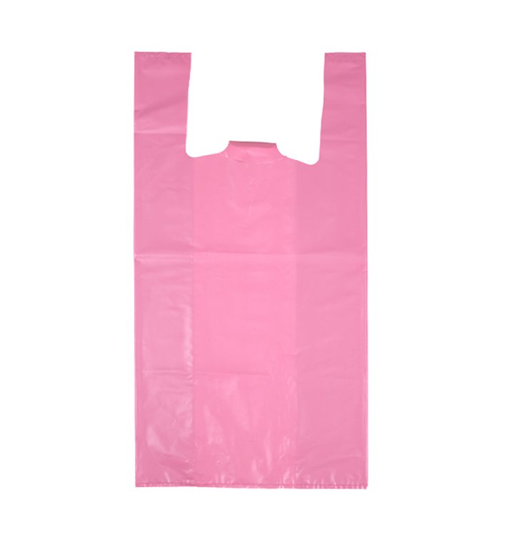 Plastic T-Shirt Bag 70% Recycled “Colors” Pink 42x53cm 50µm (1.000 Units)