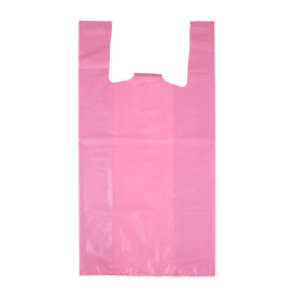 Plastic T-Shirt Bag 70% Recycled “Colors” Pink 42x53cm 50µm (40 Units) 