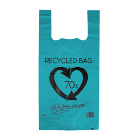 Plastic T-Shirt Bag 70% Recycled Blue 42x53cm 50µm (1.000 Units)