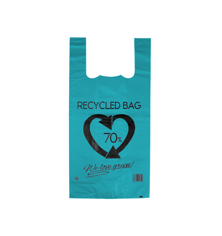 Plastic T-Shirt Bag 70% Recycled Blue 42x53cm 50µm (50 Units) Plastic T-Shirt Bag 70% Recycled Blue 42x53cm 50µm (50 Units)